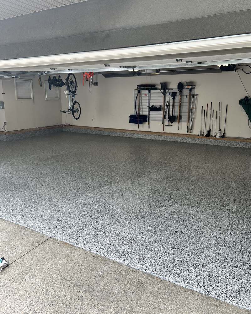 Triple garage in Calgary after the flake floor was installed